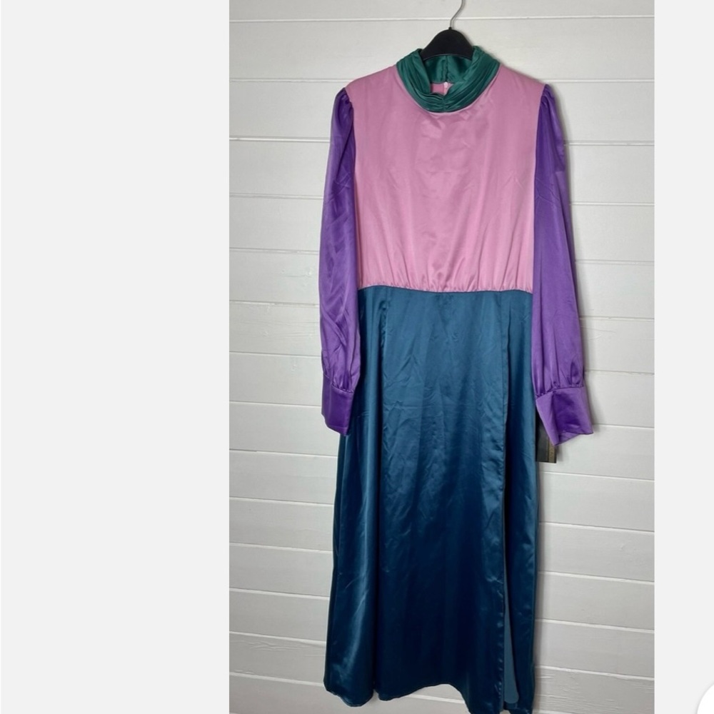 OLIVIA RUBIN Pink and Teal Midi Dress - Picture 2 of 6